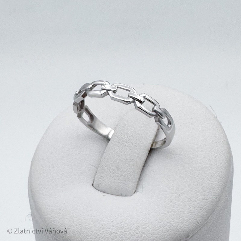 Bílé zlato prsten GEOMETRICKÝ